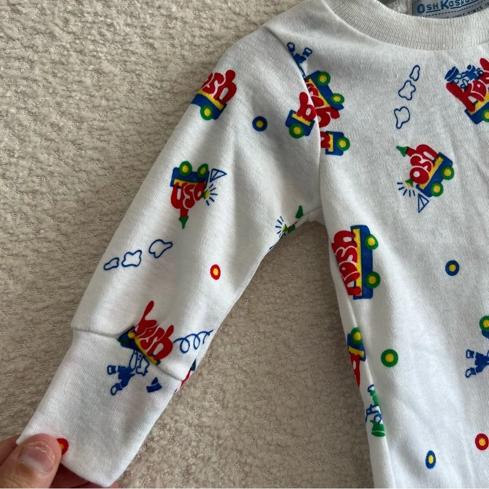 OshKosh B’Gosh NWT Infant Vintage Trains‎ Long Sleeve Shirt Size 3-6 Months